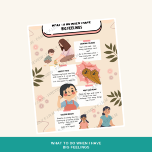 What to Do When I Have Big Feelings, Printable Calming Poster Pink