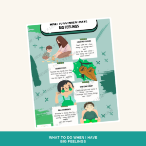 What to Do When I Have Big Feelings, Printable Calming Poster Blue/Green